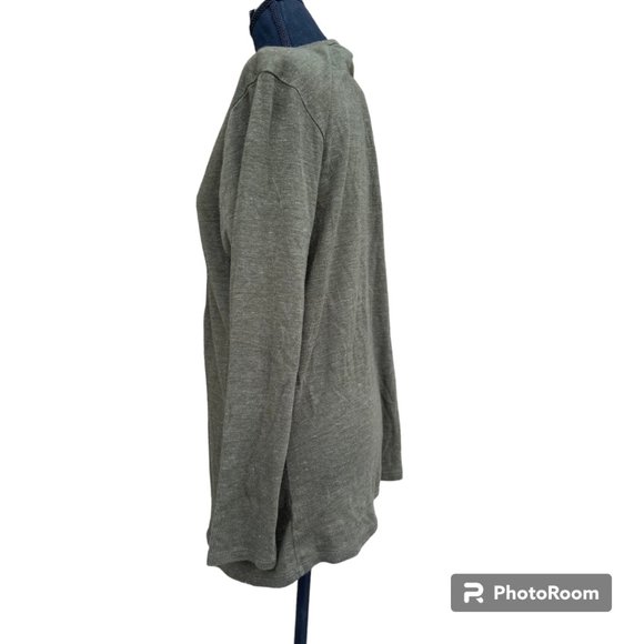 Ecru Lab Women's Olive Green Lace-Up Long Sleeve Top sz M - Picture 3 of 8